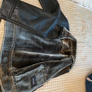 GUESS Men's Faux Leather Jacket with Fur